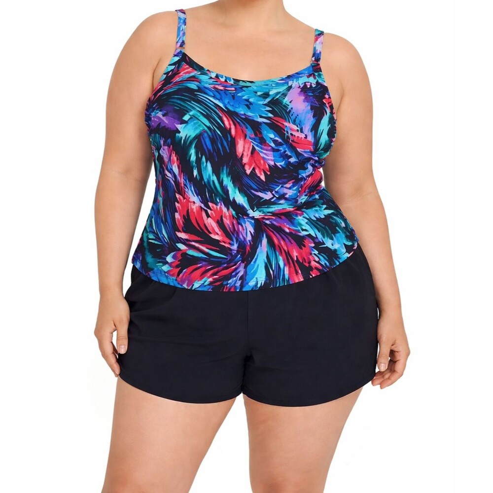 NEW Trimshaper 1-Piece Swimsuit Womens Plus 20W Pockets Farrah Swim Romper
